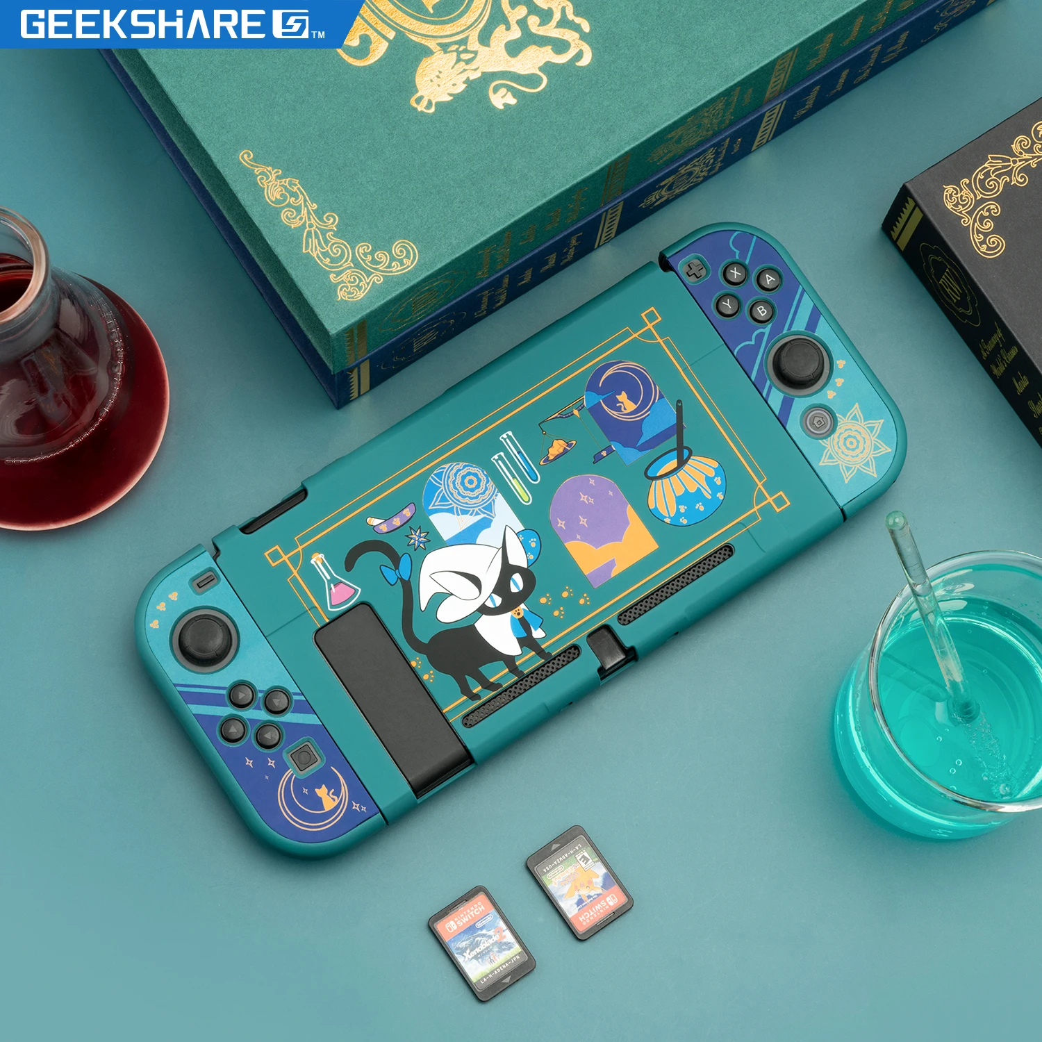 Geekshare Nintendスイッチシェル錬金術猫魔法の薬漫画妖精リーグハードカバーバックgirp任天堂スイッチ Aliexpress 家電製品