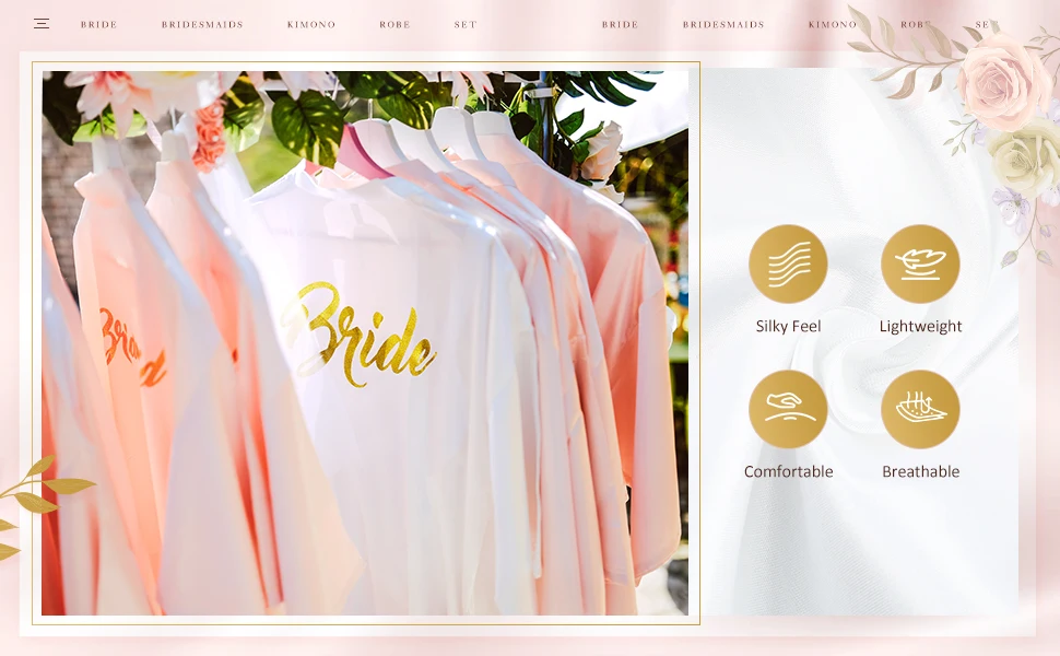 10 Pcs Women Bride Kimono Robe Embroidered Getting Ready Satin Bridesmaid Robes for Wedding Party Bridal Shower - Image 6