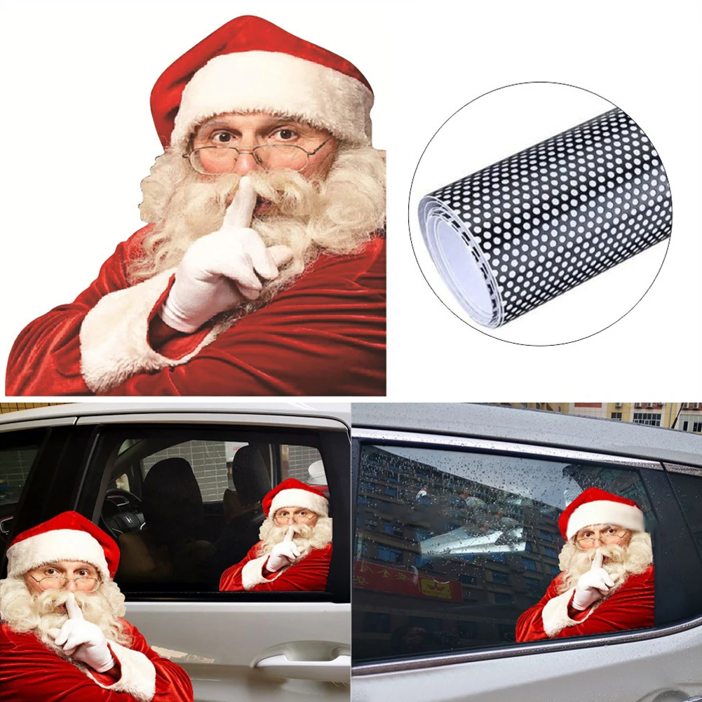 

2Pcs Christmas Car Decoration Window Stickers Car Auto Decals Rear Window Santa Claus Funny Stickers Right/Left-Side Cling Vinyl