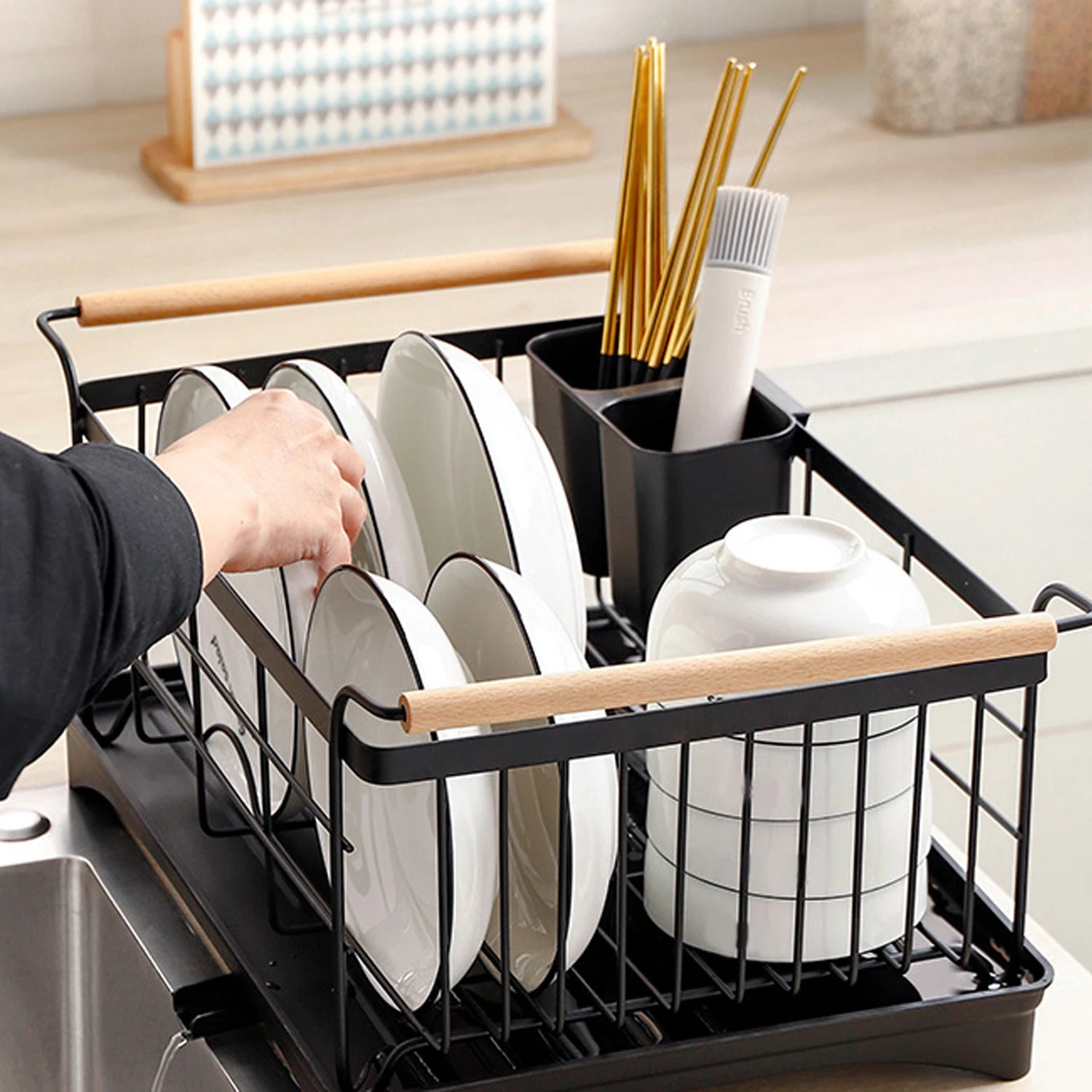 

New Drain Dish Drying Rack Stainless Steel Kitchen Accessories Storage Organizer Dish Rack With Drip Plate Tableware Storage