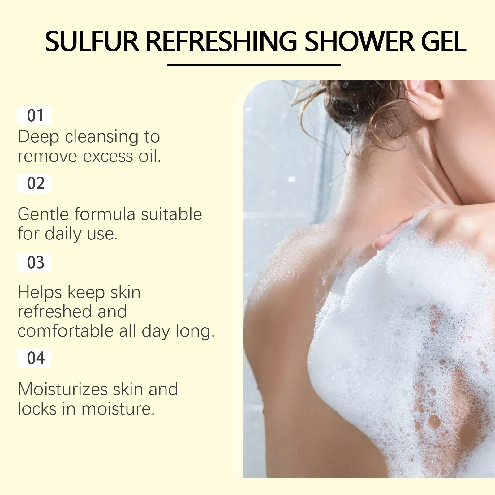 Sulfur Refreshing Shower Gel Deep Cleansing Oil Control Moisturizing Soothing Brightening Skin Improve Rough Skin Body Care