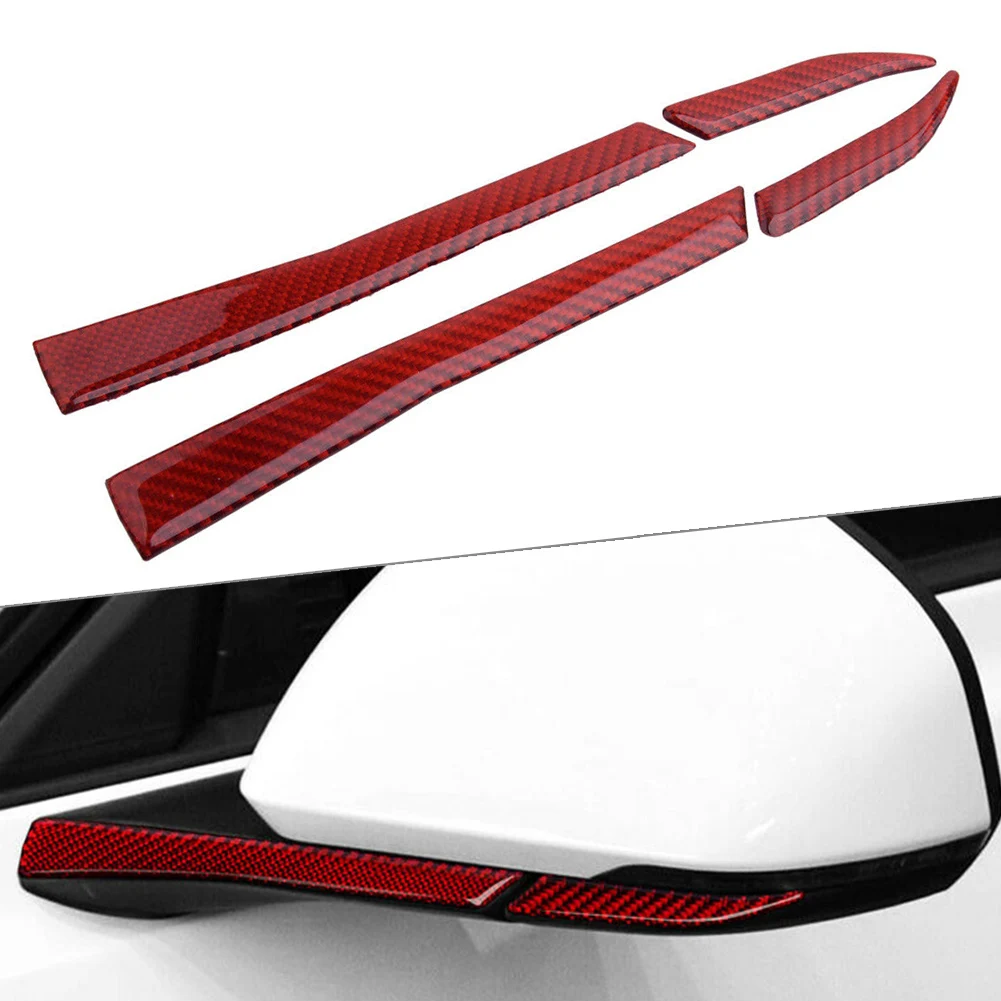

4PCS Red Carbon Fiber Style Car Rearview Mirror Cover Trim Strip For Ford Mustang 2015 2016 2017 2018 2019