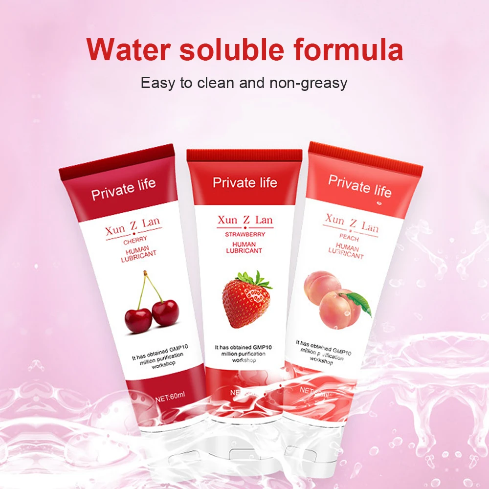 Sex Lubricant 60ml Water-based Strawberry Cherry Peach For Session Relieve Dryness Adults Lube Adult Gel