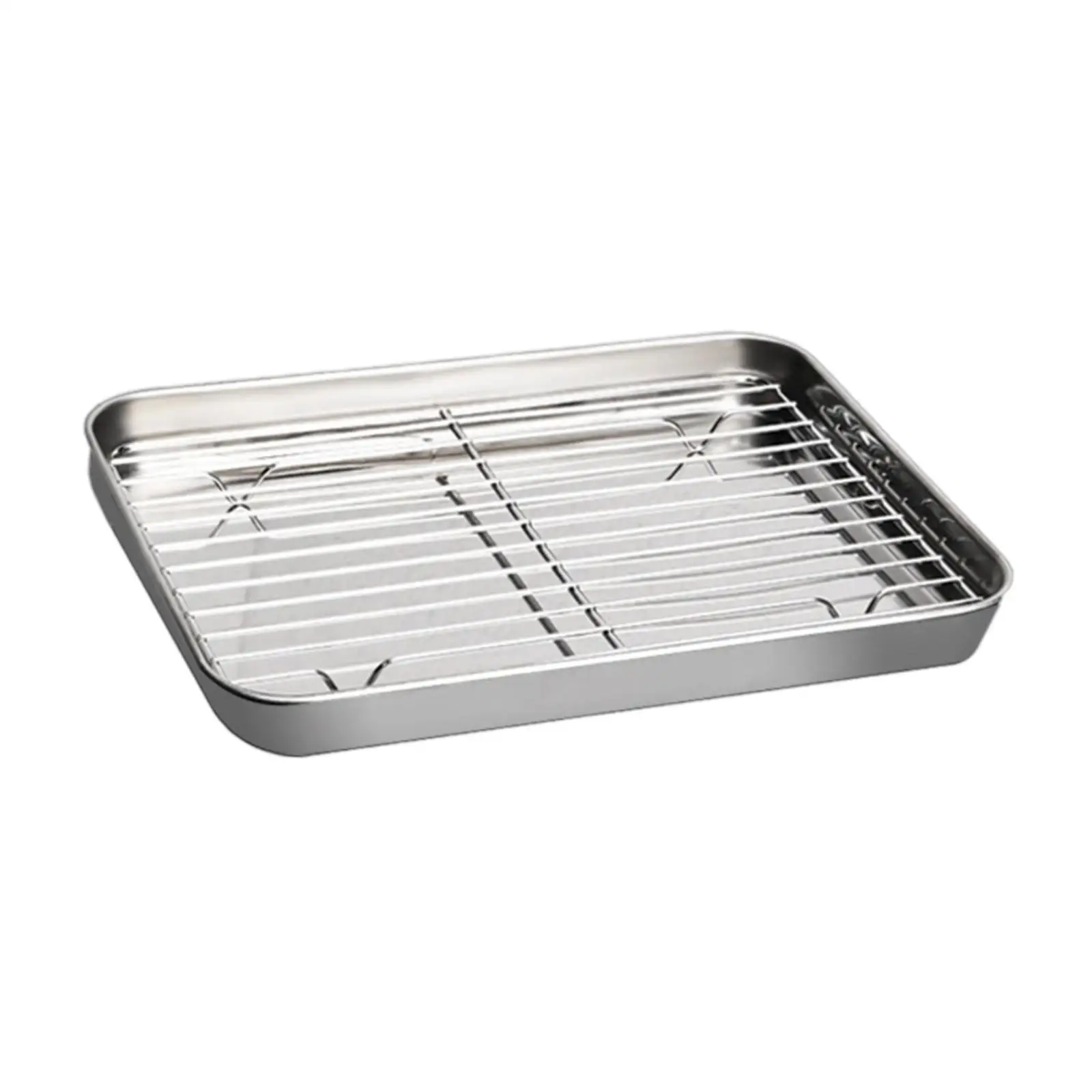 Baking Sheet with Rack Baking Pan with Wire Rack Steel Serving Tray Cookie Pan Cookie Sheet for BBQ Kitchen Family Gatherings
