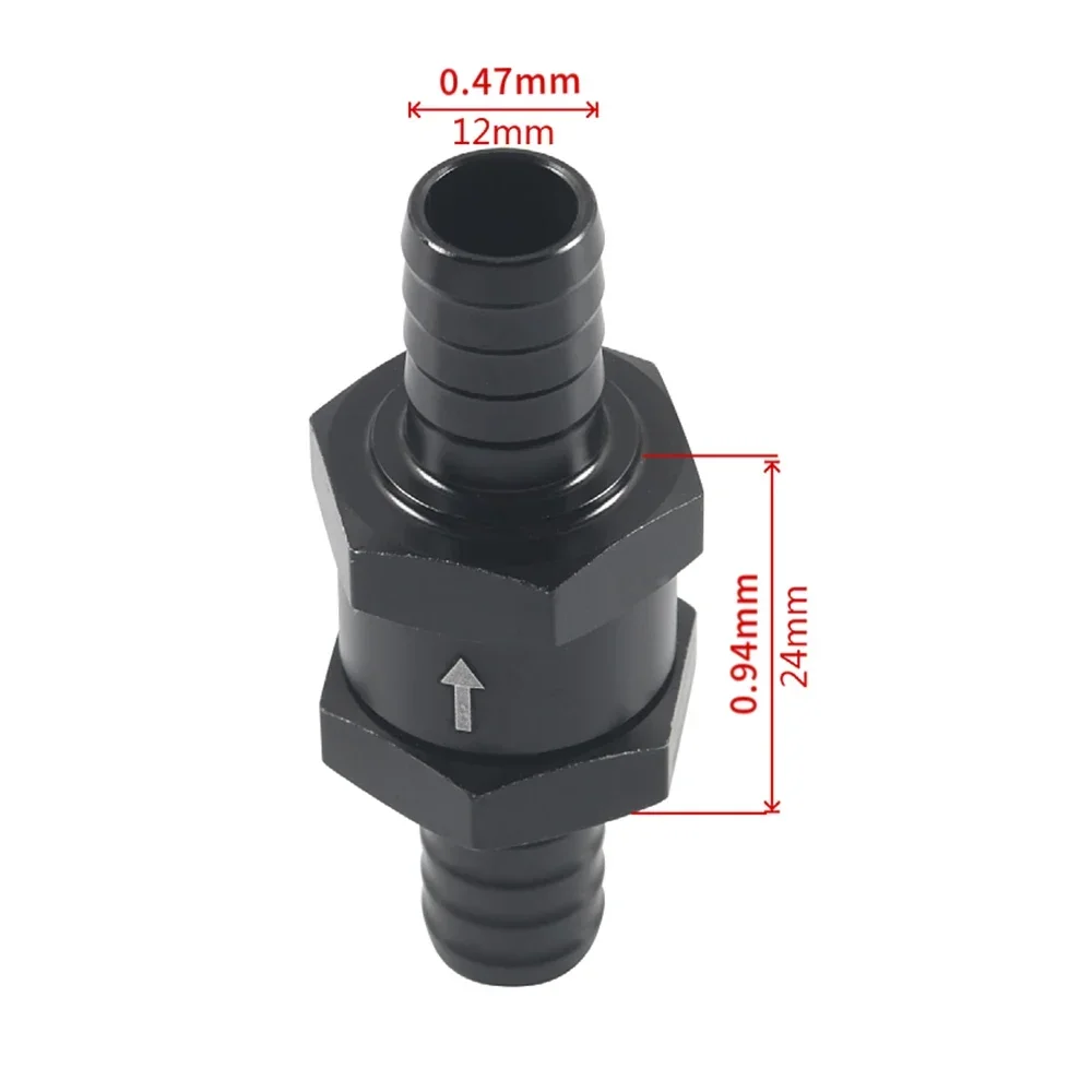 2Pcs 1/4" 5/16" 3/8" 1/2" Fuel Check Valve One Way Inline Non Return Diesel Gasoline Black 6mm 8mm 10mm 12mm OD with Hose Clamps
