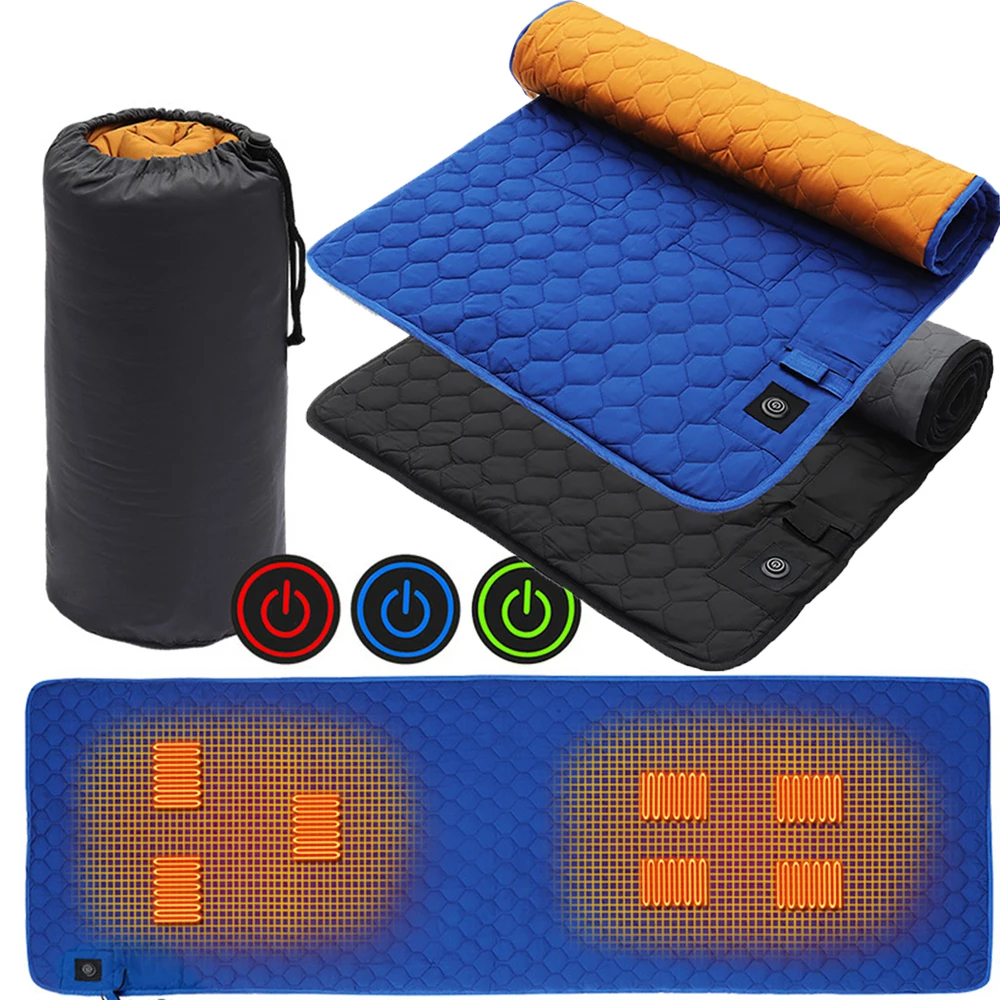 

7 Zones USB Heating Sleeping Mat 38 to 65℃ Yoga Mat Winter Outdoor Sleeping Pad Insulation Camping Heated Thickened Mattress