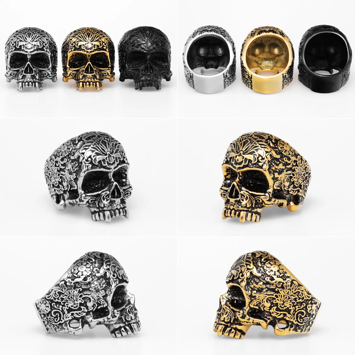 Anillo De Calavera De Acero Inoxidable Negro Punk ... - Grandado
