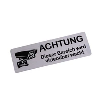 Panneau d'avertissement de vidéosurveillance en aluminium, 85x30mm, caméra privée de Surveillance avec autocollant avec bande, 1/2 pièces 4