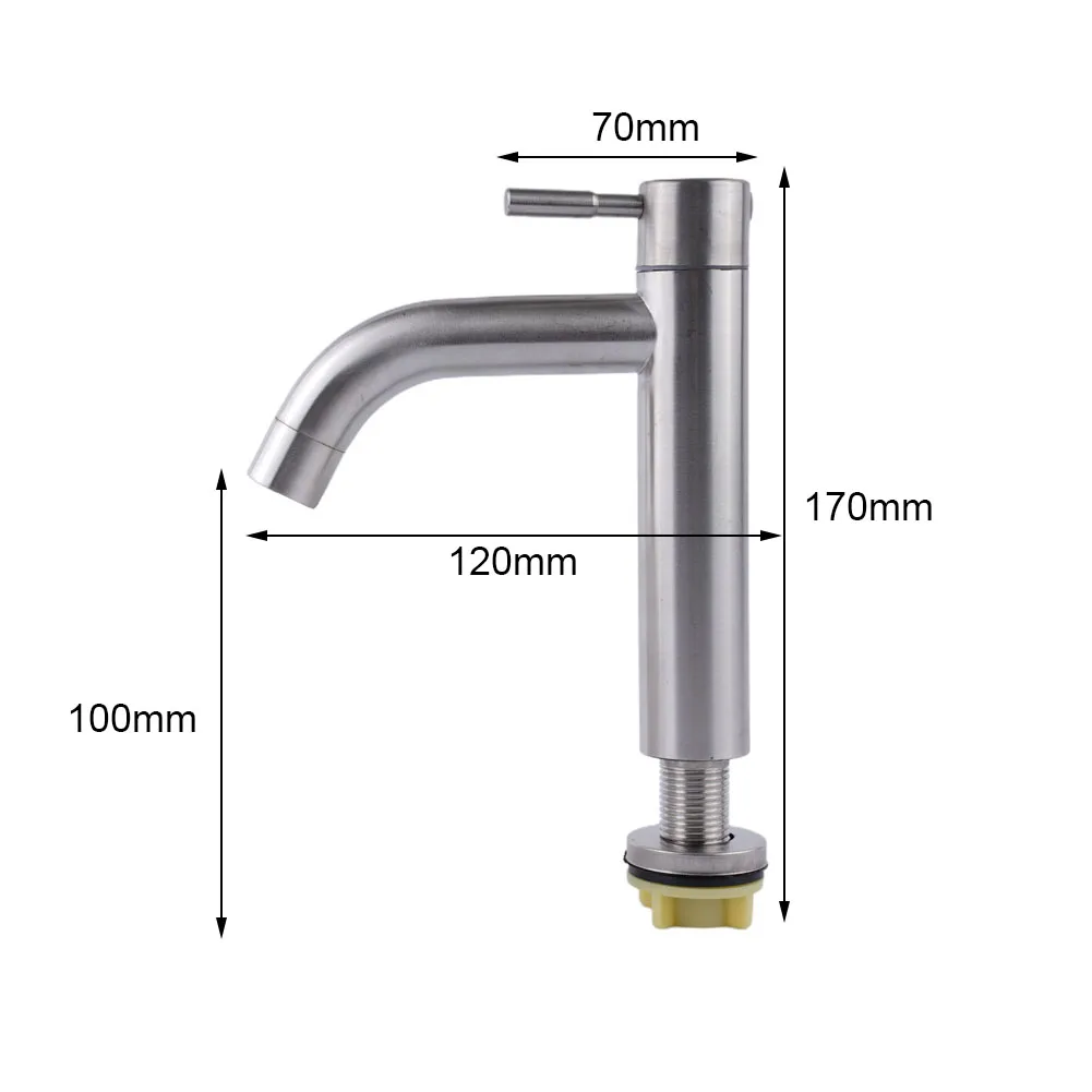 Description Picture 4 of itemSilver Bathroom Faucet Deck Mounted Single Cold Water Sink Mixer Tap Stainless Steel Basin Faucets Bathroom Accessories