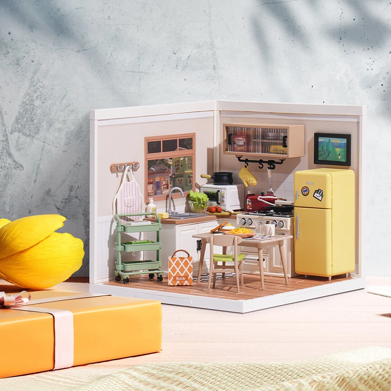 Robotime Rolife 3D Puzzle Model Super Store Series Happy Meals Kitchen Plastic DIY Miniature House Kit Building Blocks Kits 5