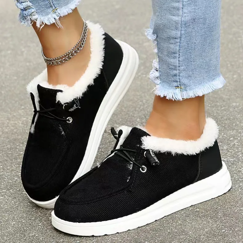 

2024 New Winter Thick-Soled Snow Boots Women's Shoes Velvet Thickening Warm Large Size Sewn Cotton-Covered Shoes