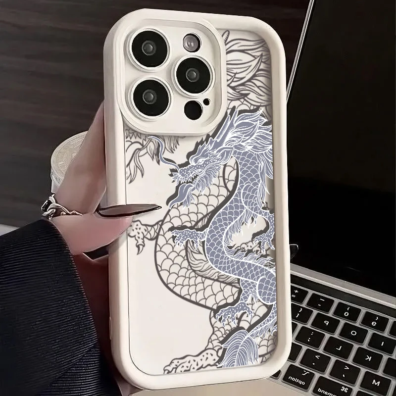 Premium Dragon Design Silicone Phone Case - Luxury Fashion Soft Cover