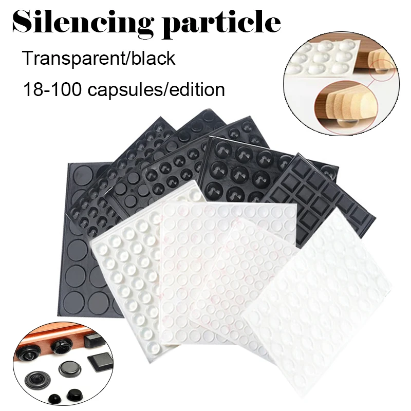 18-100pcs 자기 접착제 라운드/사각형 실리콘 고무 범퍼 부드러운 투명/블랙 ..