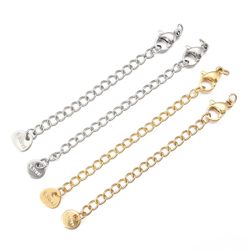 Tiparts 8 Pcs Necklace Extender Bracelet Extender Gold Silver Chains Set with Lobster Clasps,Length: 6 4 3 2
