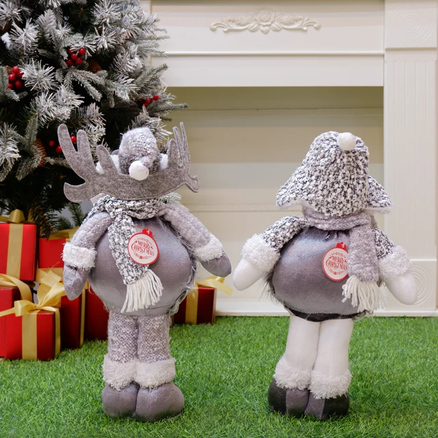 Szürke Baba Játék Karácsonyi Babák Fa Dekoráció Újévi Dísz Rénszarvas Hóember Mikulás Állandó Karácsony Natal - Image 4