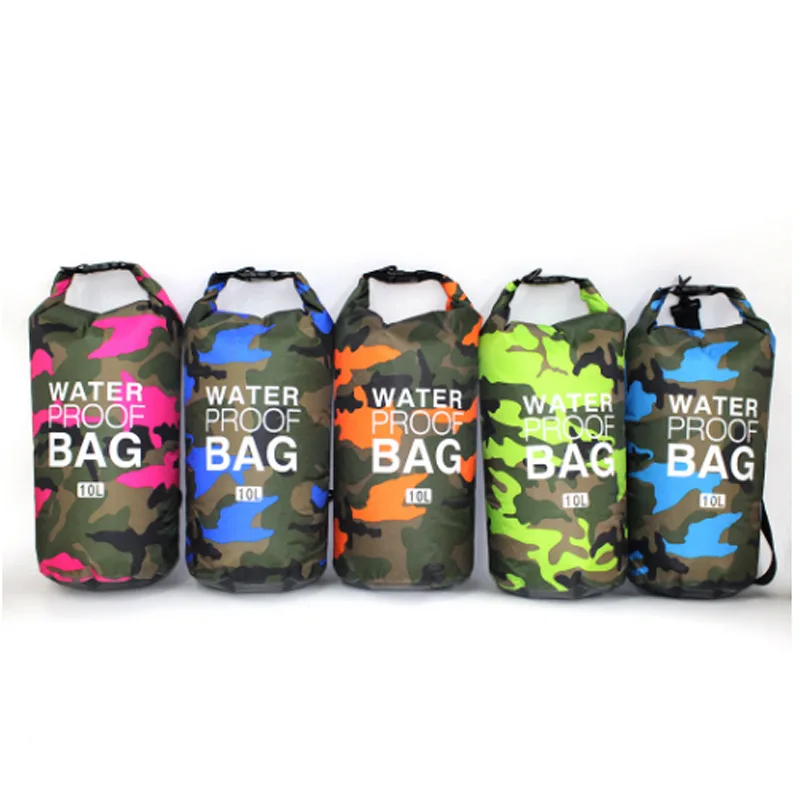 

PVC Camo Drifting Waterproof Bag Single Shoulder Bucket Bag Foldable Outdoor Diving Lightweight Storage Bag