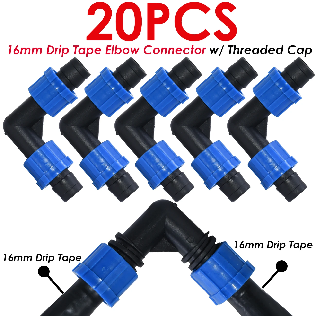 20 stücke 16mm Tropf Band Kupplung T 3-Wege Tropf Bewässerung Schlauch Reparatur 1/2'' Schnell Anschluss gewinde Lock Verlängerung Joint Gewächshaus – Detail 2