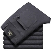 New Spring Autum Men's Casual Pants Made of Pure Cotton Elastic Slim Fit Straight Leg Small Leg Pants for Men's Casual Pants