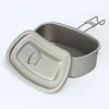 Outdoor Camping Hiking Picnic Four-piece Set Of Wild Survival Kettle Storage Box Lunch Portable Trekking BBQ Pure Titanium Gear 5