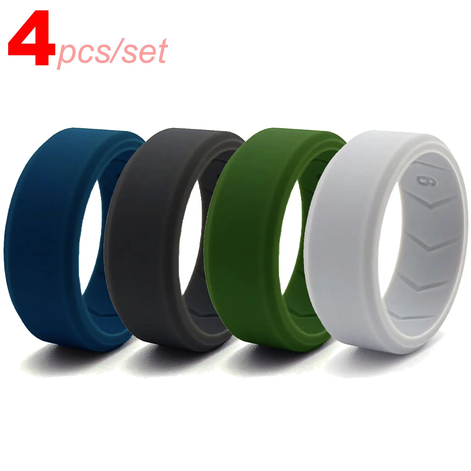 

4pcs/set Breathable Comfort Silicone Ring Gift For Men Male Boy Father Sports Sporty Jewelry Daily Outdoor Working Running