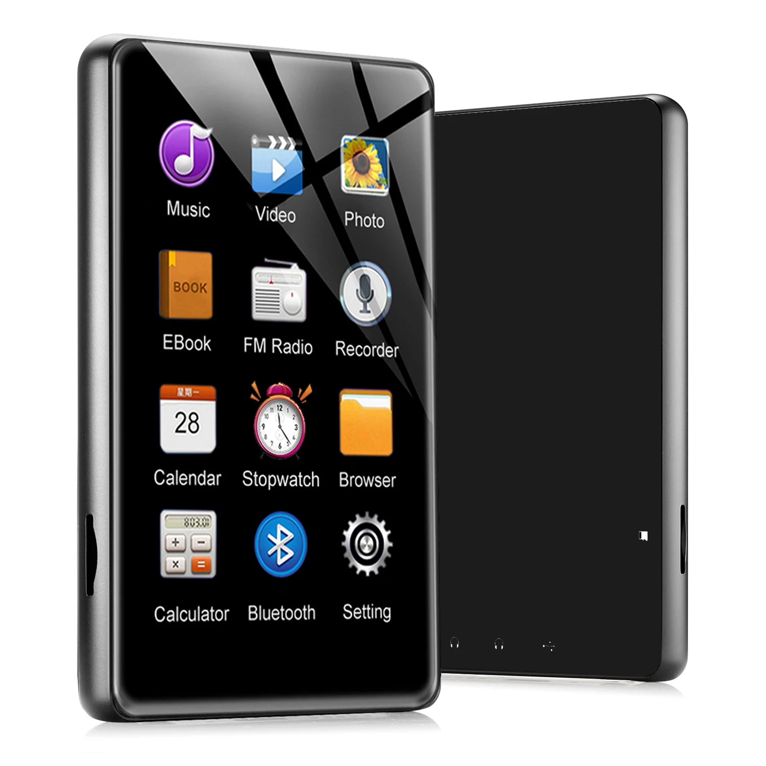 Lecteur MP4 4 ''écran tactile entièrement en métal lecteur de musique MP3 MP4 Bluetooth 5.0 Radio FM avec lecture vidéo APE FLAC WAV AAC-LC ACELP