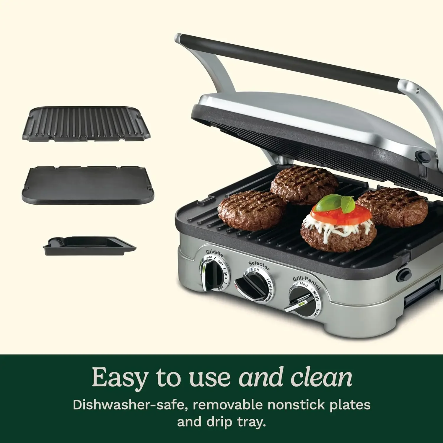 NEW Panini Press, Stainless Steel Griddler, Sandwich Maker & More, 5-IN-1, USA 5