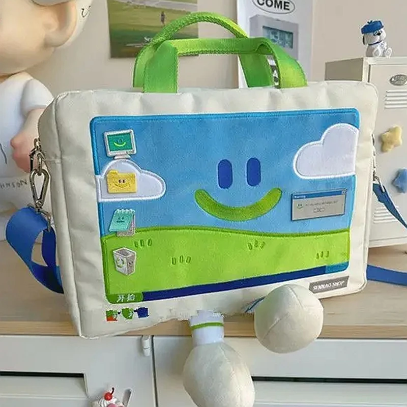 Borsa per computer Borse a tracolla da donna da 13-15 pollici Borsa a tracolla da donna Borse stampate con cartoni animati Borsa per laptop Y2k per studenti Harajuku - immagine 2