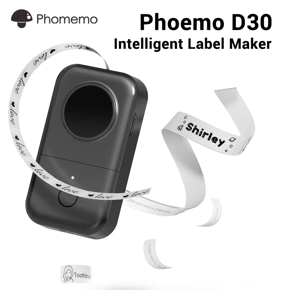 Phomemo D30 무선 라벨 메이커 미니 열전사 라벨 프린터 Inkless 스티커 간편한 홈 조직을 위한 휴대용 라벨 프린터..