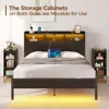 Bed Frame Full Size with Storage Headboard, Slide Out Bedside Storage, Beds with Charging Station & LED Lights, Full Bed Frame 4