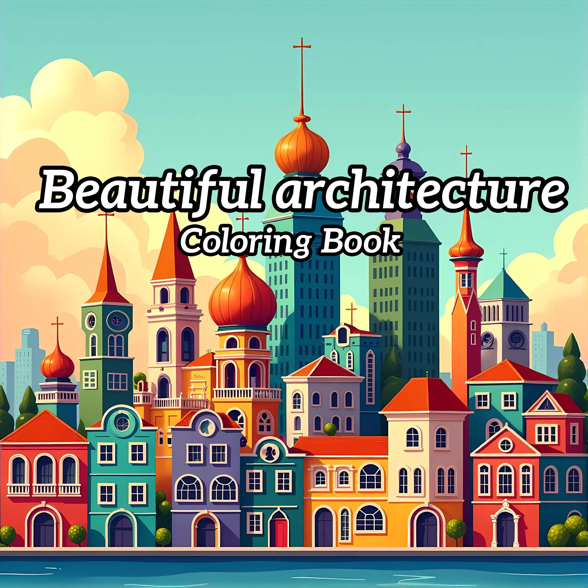 Beautiful Architecture Coloring Book 24pages of House Adult Picture Book Graffiti Painting Drawing can relax and relieve stress 6