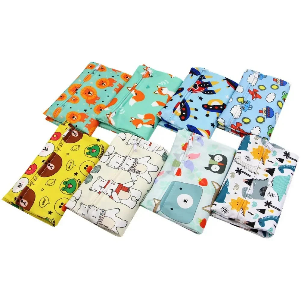 Cover Insert Nappy Travel Carry Bags Diapering 20x25cm Wet Bag Dry Bags Baby Single Zippered Printed Waterproof Reusable Wet Bag