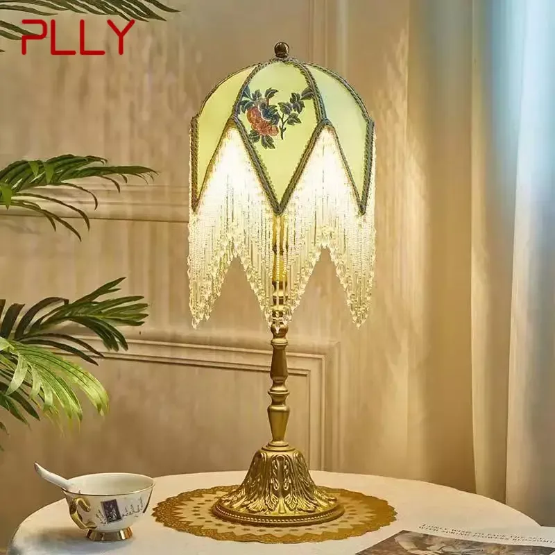 

PLLY French Table Lamp American Retro Living Room Bedroom Villa European Pastoral Creative Tassels Desk Light