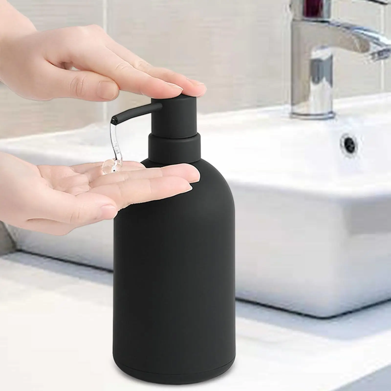 Black Soap Dispenser Empty Dish Shampoo Bathroom Decor Apartment Home Simple Style Pump