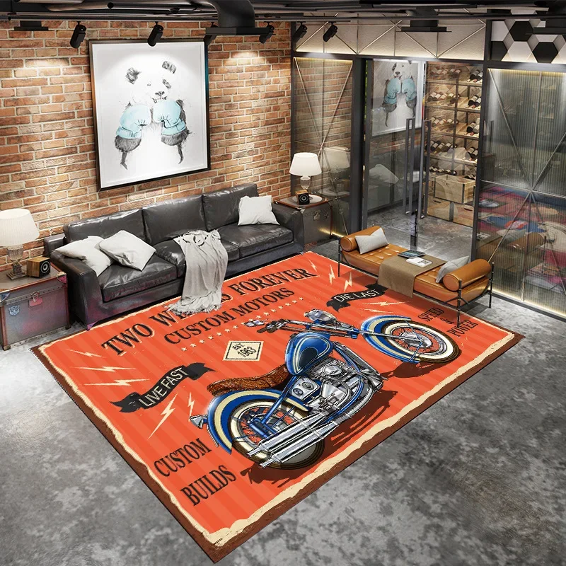 

Vintage Biker Rectangle Carpet Anti-slip Rug Entrance Bathroom Floor Mat Door Bedroom Home Carpets for Living Room
