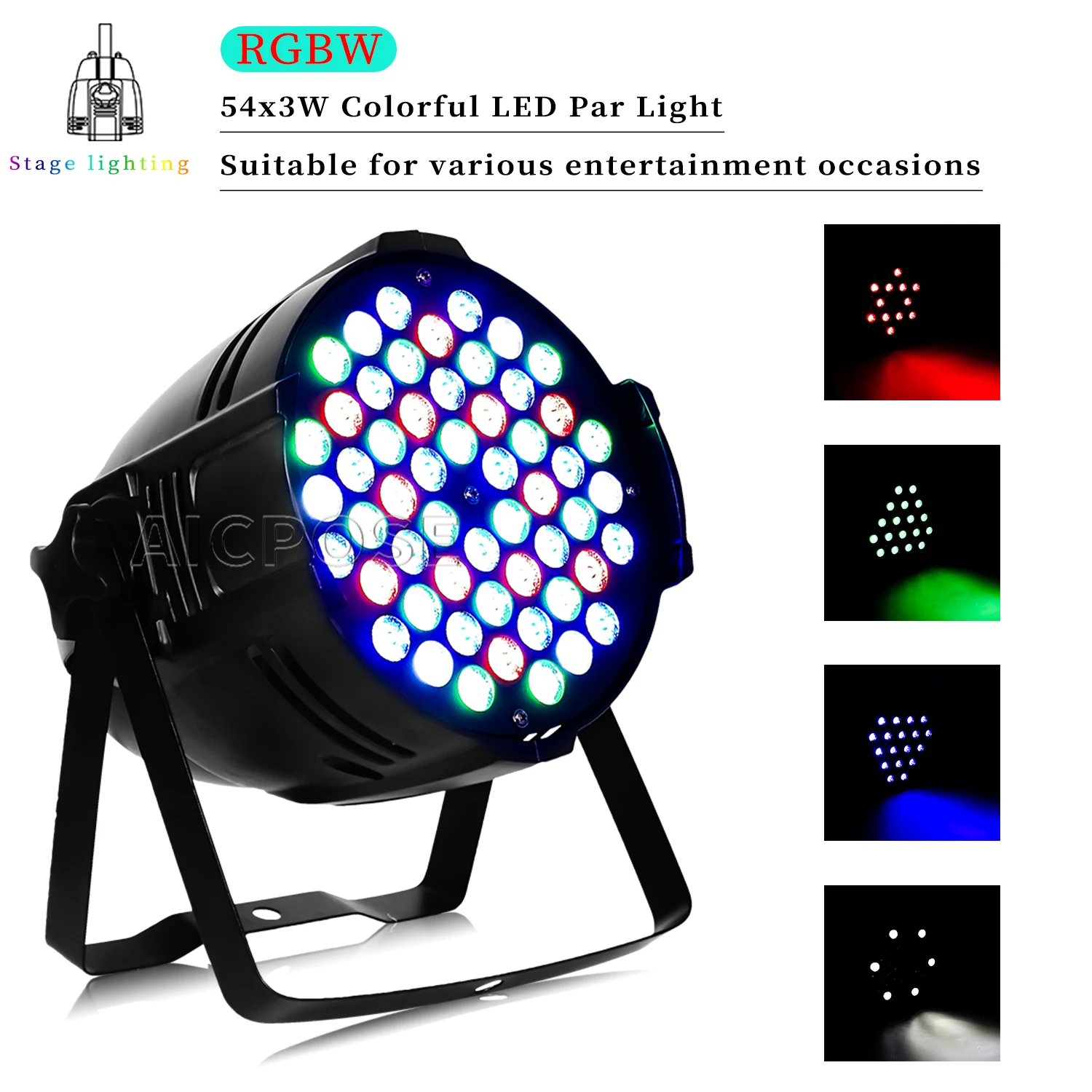 

54x3W RGBW Colorful LED Par Light RGB3 in 1 Aluminum Stage Spotlight DMX Controlled DJ Disco Lights Party Wedding Stage Lighting