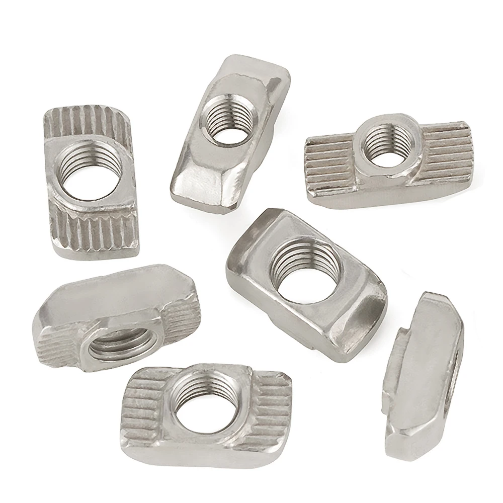 20Pcs/Lot Stainless Steel M4/M5/M6/M8 for 20/30/40/45 Series Slot T-nut Sliding T Nut Hammer Drop In Nut Fasten Connector