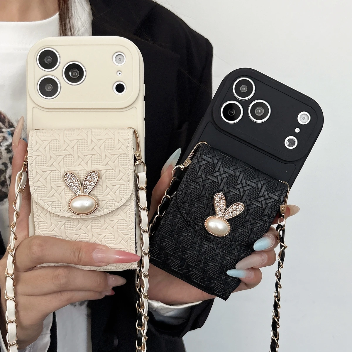 Rabbit Chain Multi-Card Wallet Phone Case with Soft Cover