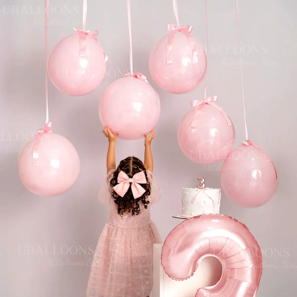 Elegant Pastel Pink Balloon Set with Satin Ribbon - Pack of 10 for Celebrations and Decor