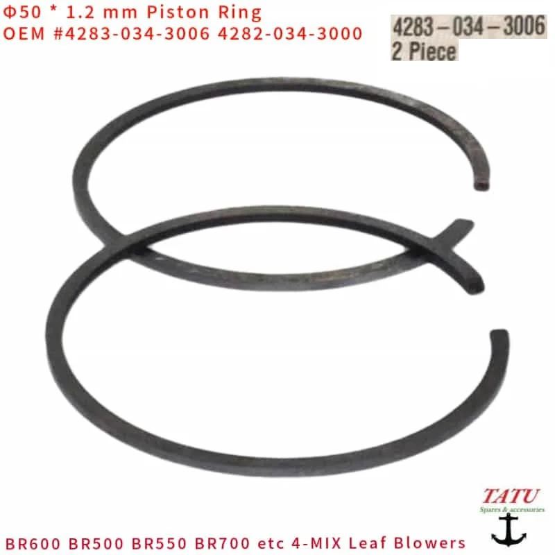 

SET OF 2 BR600 PISTON RINGS 50mm 4283-034-3006 4282-034-3000 BR500 BR550 BR700 4-MIX BLOWERS OEM RING FREE SHIPPING