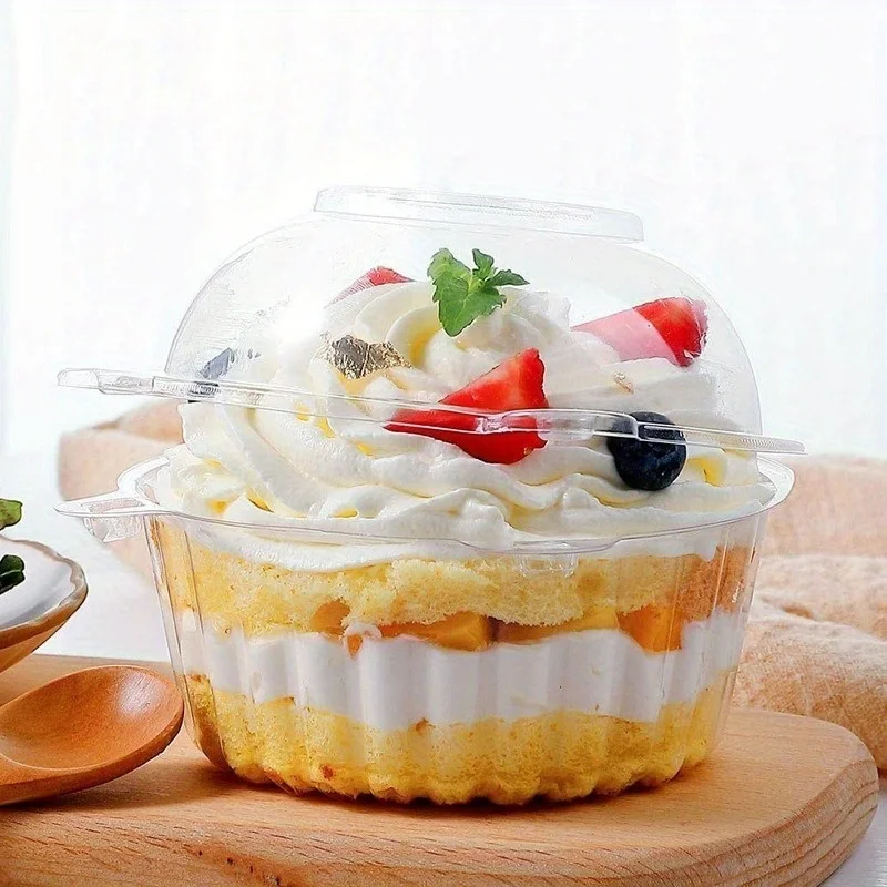 50/100pcs Value Pack Clear Plastic Cupcake Boxes with Lids-Perfect for Muffins, Mousse, Pastry & Sandwiches for Party Use