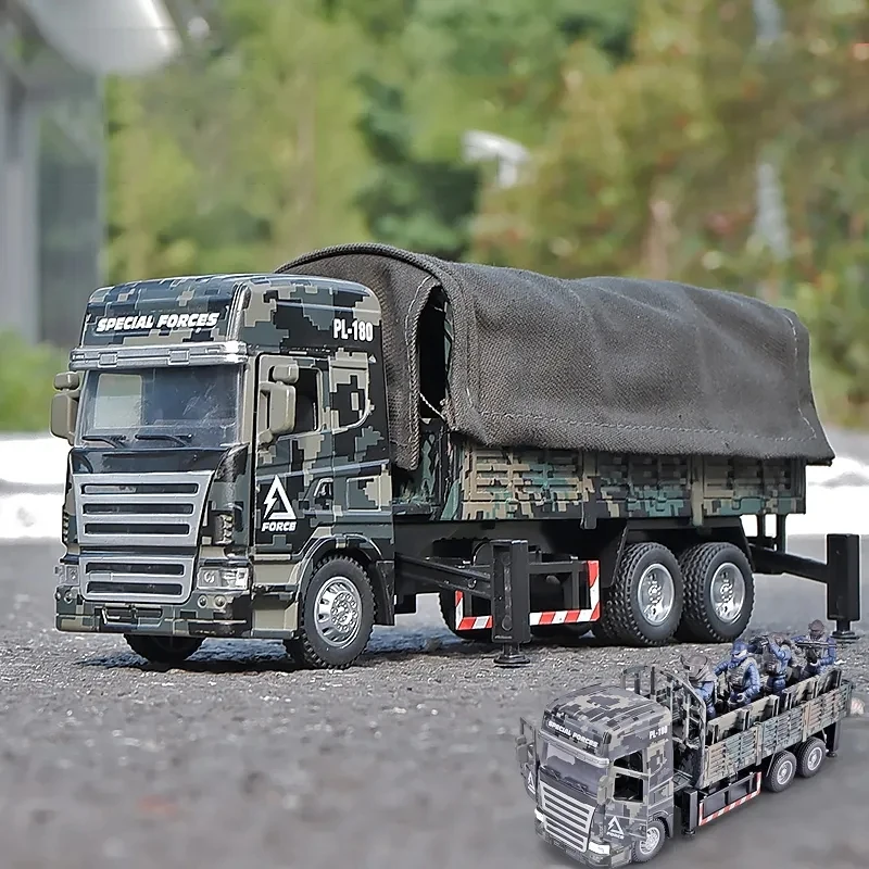 

1:32 Military Carrier Transport Alloy Car Model Diecast Tactical Truck Armored Vehicle Model Sound and Light Gift Toys Boys