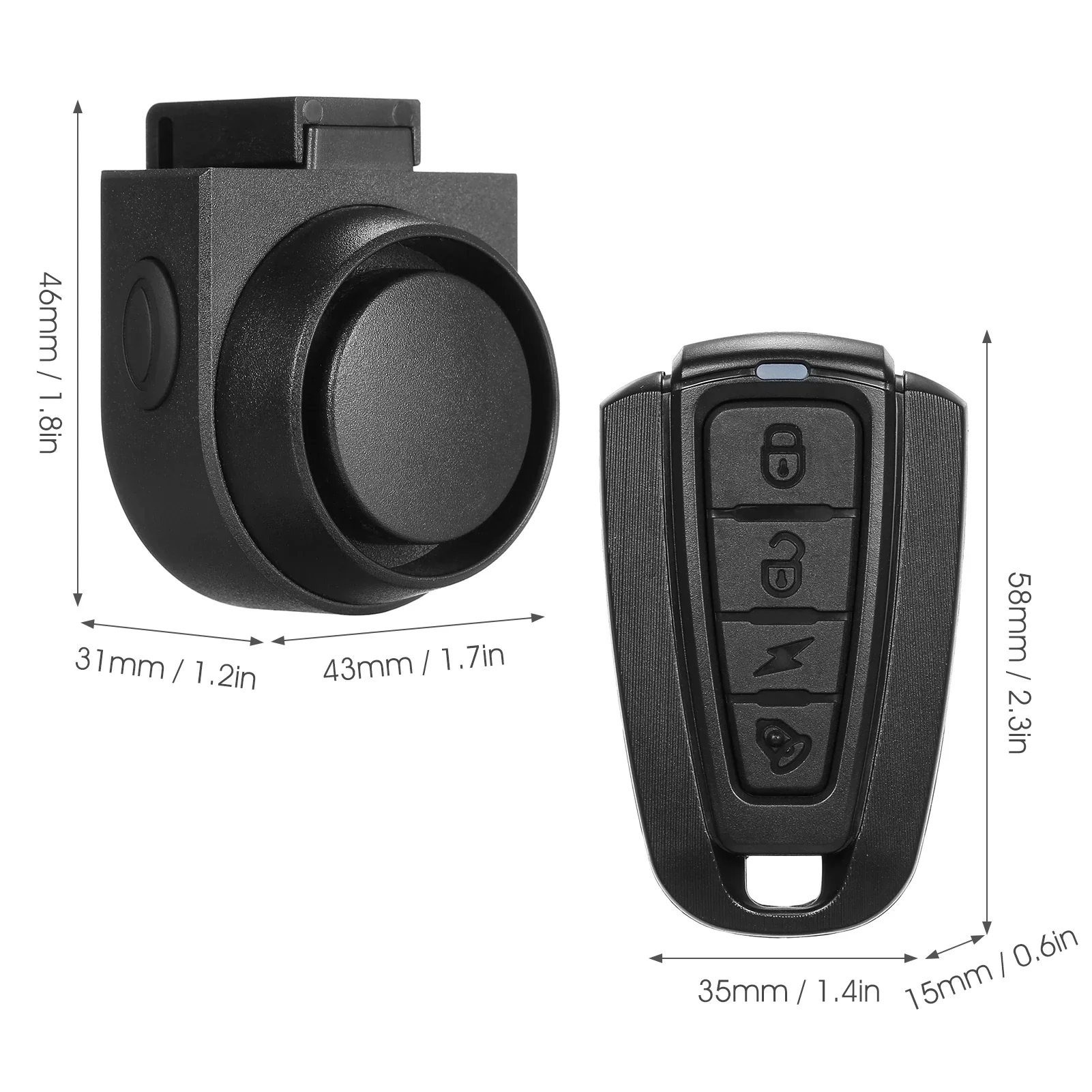Wireless Bike Horn 115dB Loud Bicycle Anti-theft Horn IPX5 Bicycle Alarm Bell 5 Sound Modes 3 Vibration Sensitivity Adjustment