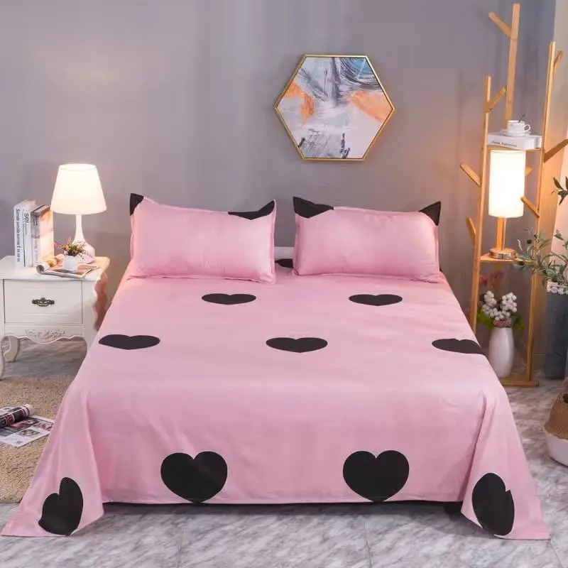 Kawaii Cow Printed Sheets Students Dormitory Skin Friendly Leisure Newest Cover Sabanas College Bedroom Washed Simple Adults Ins 2