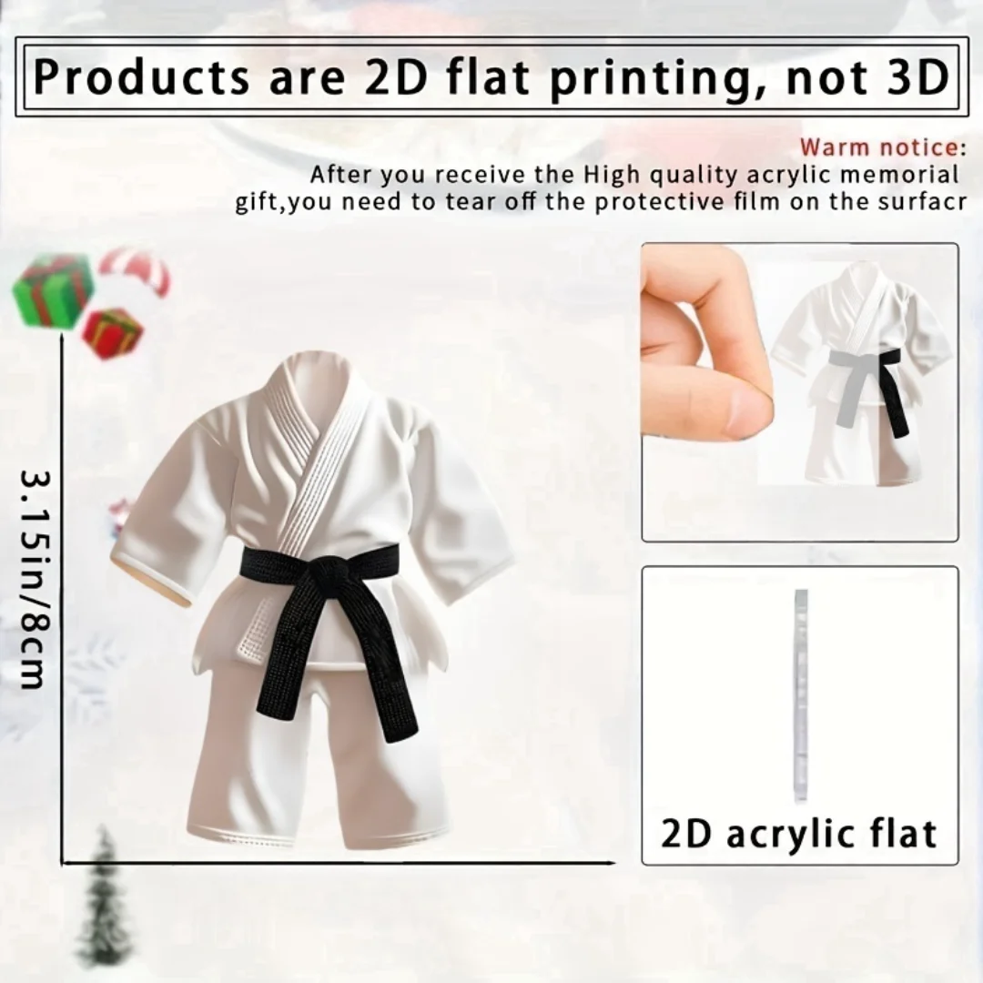 Taekwondo Suit Pendant Keychain Sports Themed 2D Flat Acrylic Ornament Charm Hanging Decoration for Car Bags Festive Party Gift