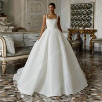 Elegant A-Line Women Wedding Dresses Party Bead String Bridal Gowns Mopping Length Princess Ball Vestidos De Novias Customized 1