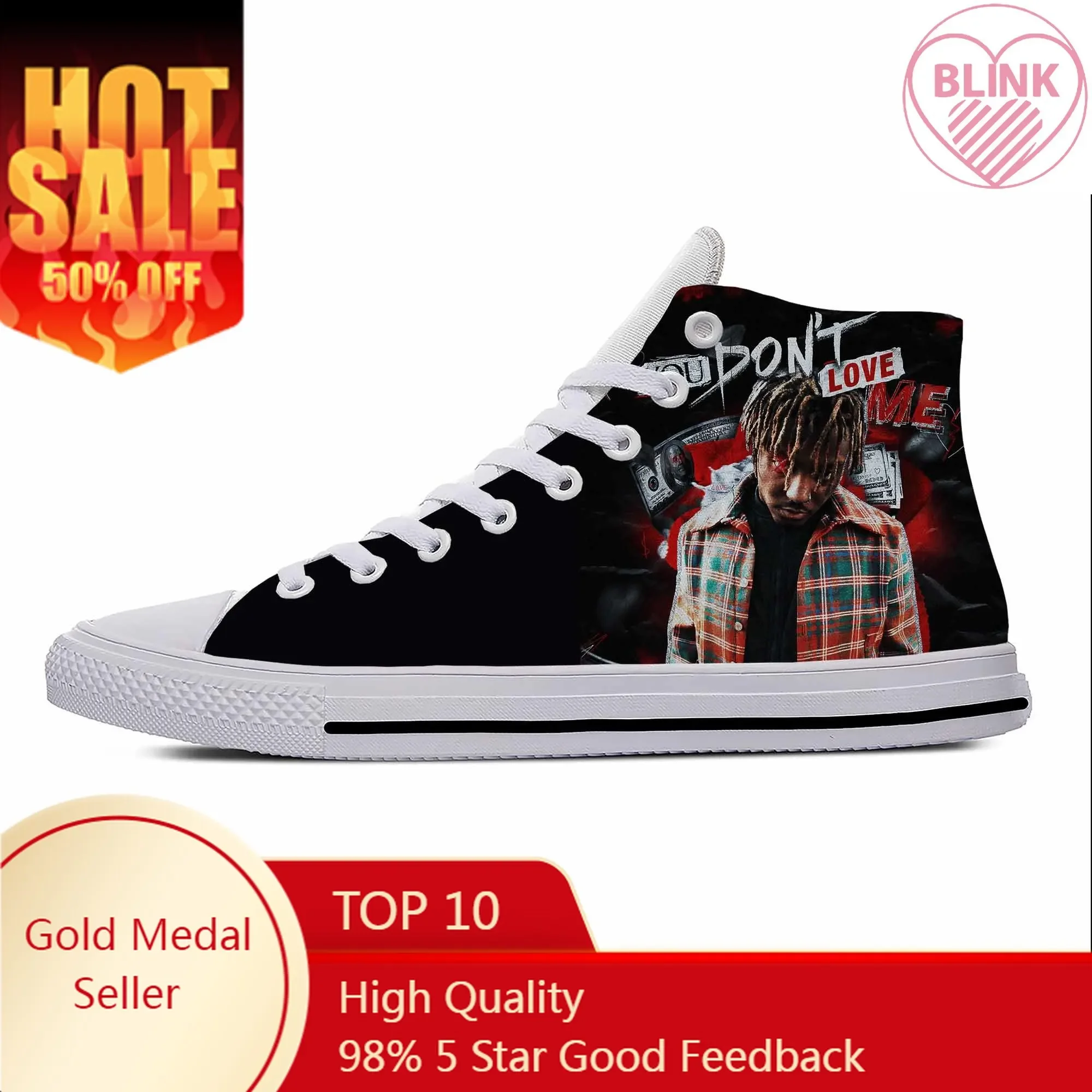 Wrld 999 Hip Hop Rapper Rap Singer Music Juice Casual Cloth Shoes High Top Lightweight Breathable 3D Print Men Women Sneakers