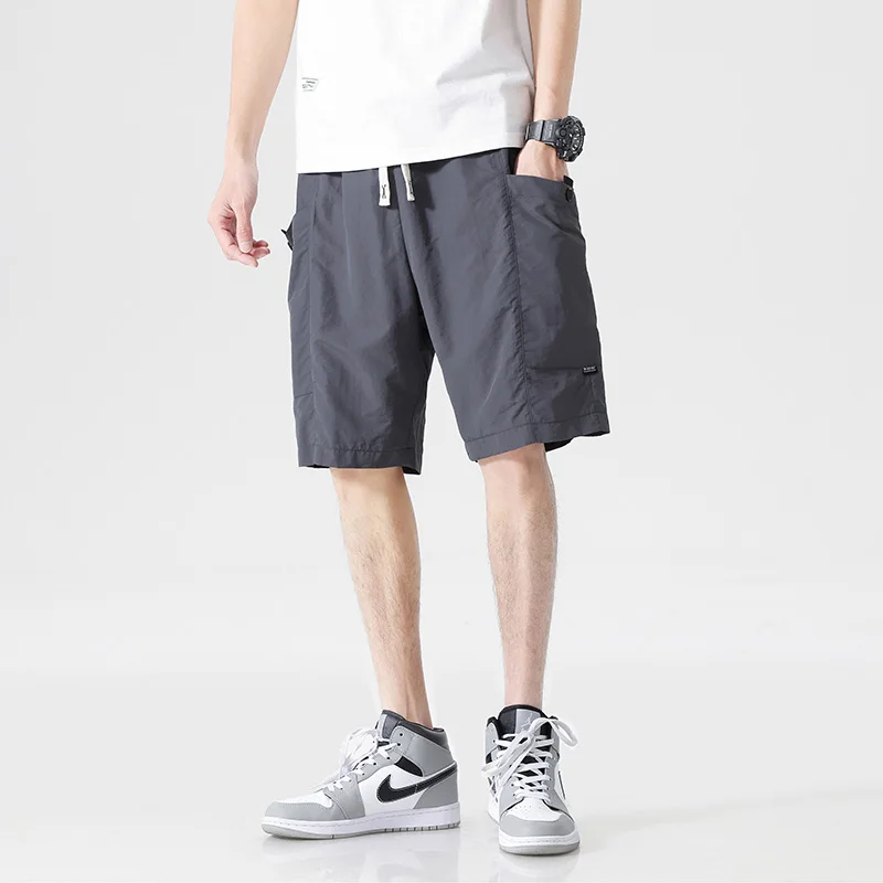 Men Trendy Casual Solid Loose Quick Drying Straight Short Pants 2024 Summer Youth Sports Joggers Beach Shorts Pantalones Cortos