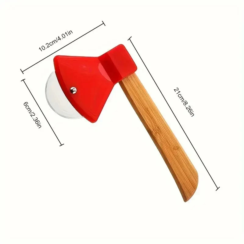 1pc Stainless Steel Roller Pizza Cutting Creative Wooden Handle Axe Knife Circular Middle Handle, pizza cutter,roller cutter,pizza knife,pizza roller