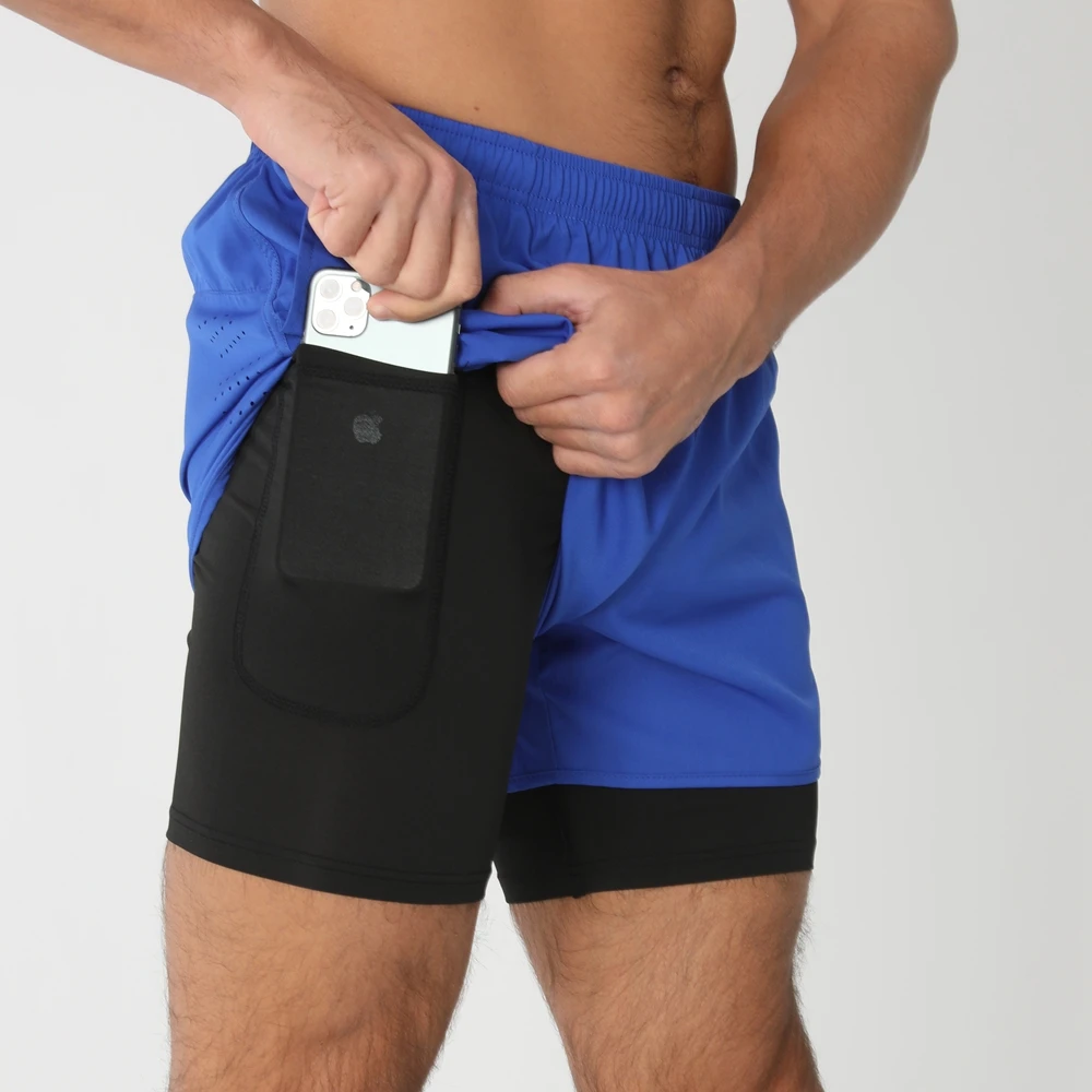men's double-layer shorts quick-drying 3