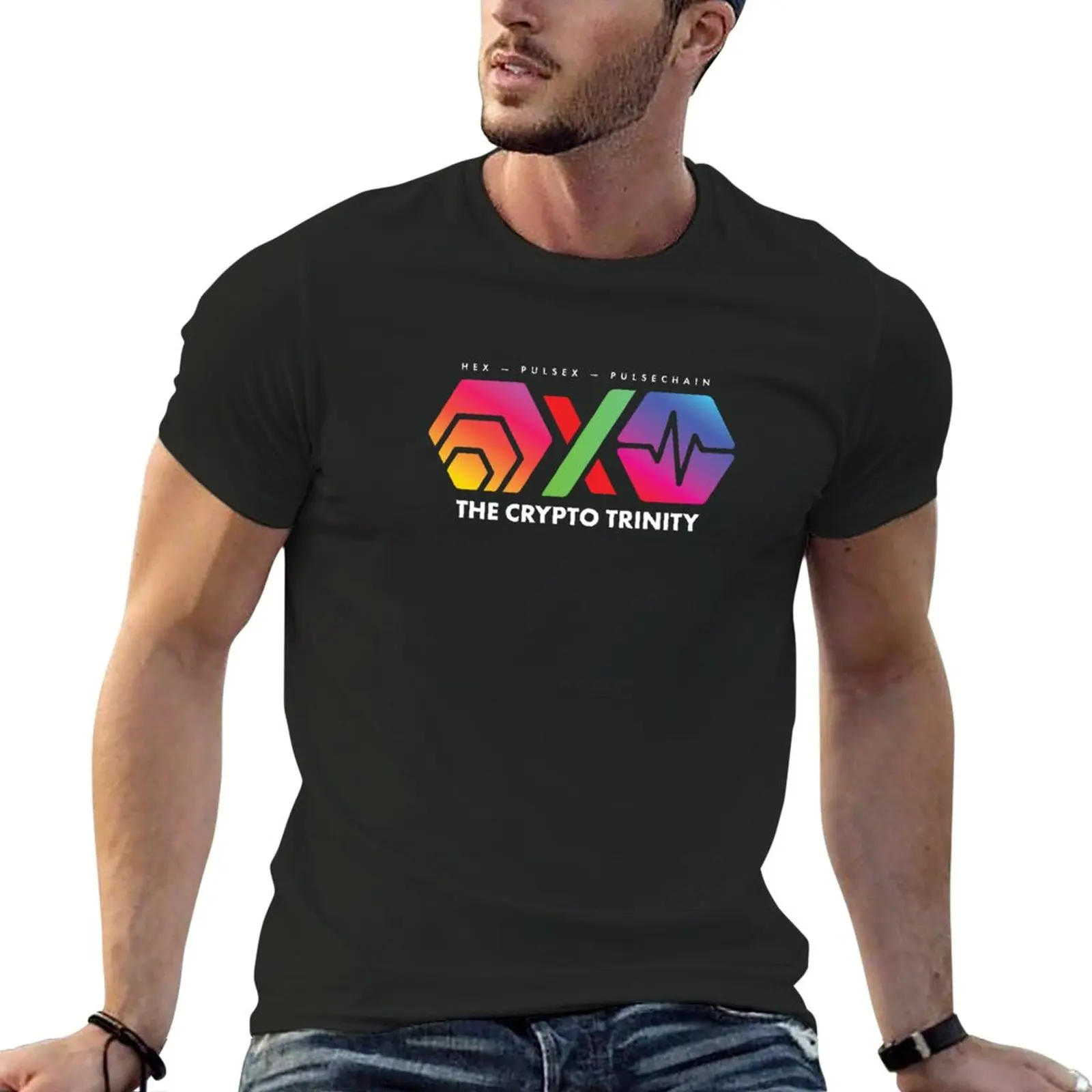 

New The Crypto Trinity (Hex, Pulsechain and PulseX) on Black T-Shirt sports fan t-shirts tops custom t shirts men clothes
